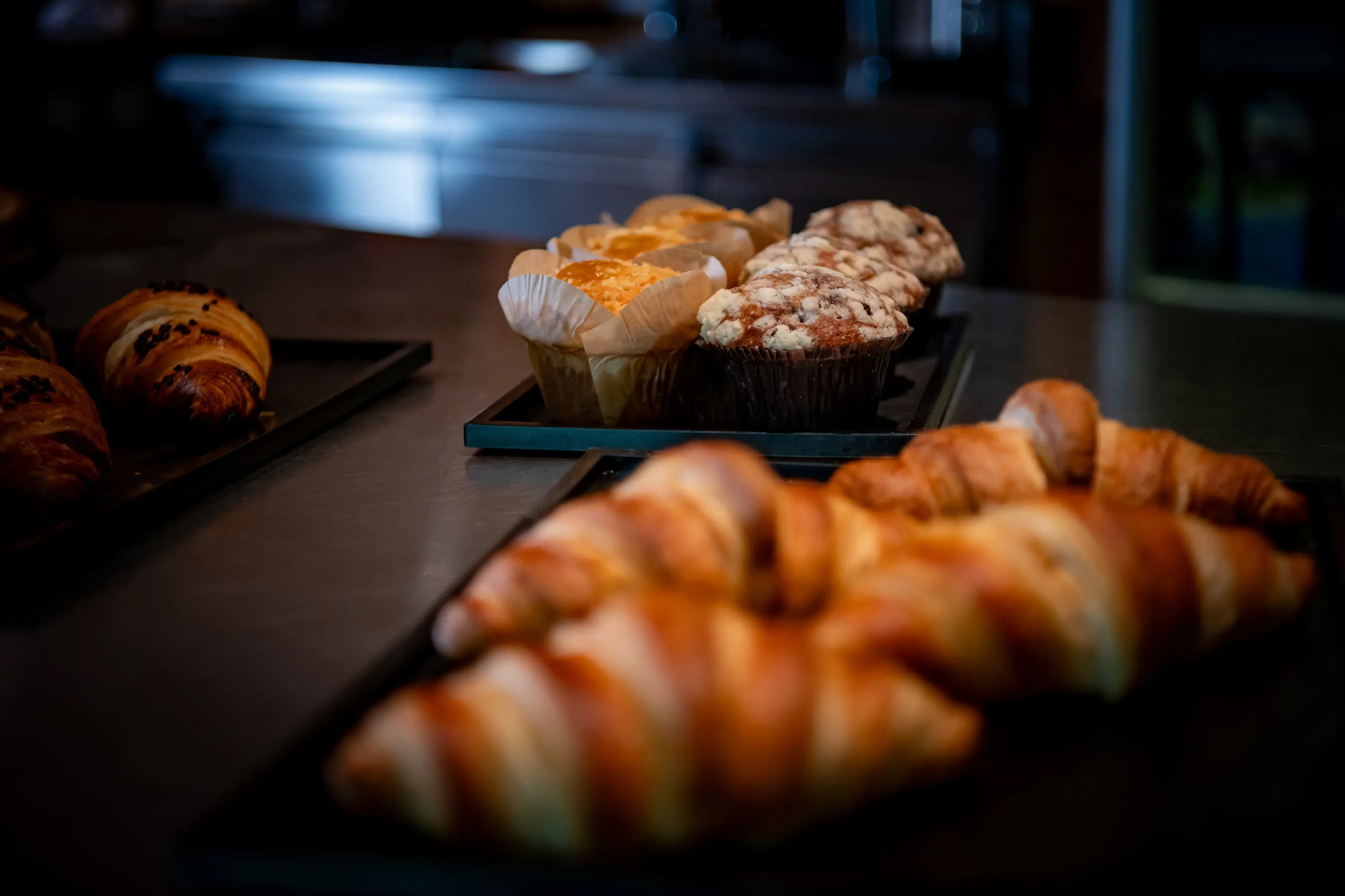 Croissants and muffins